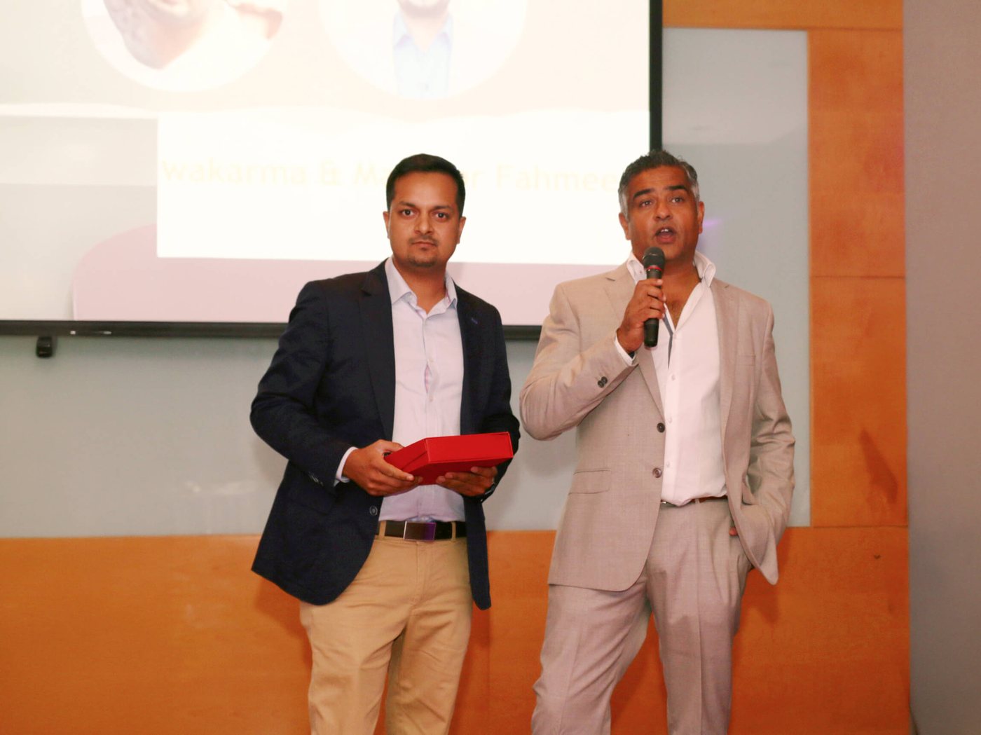 Ramesh on stage accepting the Best Web Creative Award